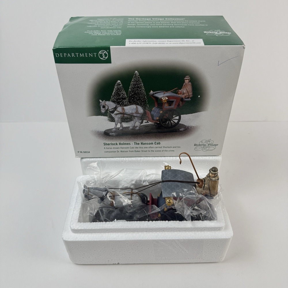 Department 56 Sherlock Holmes The Hansom Cab Dickens Village Crime Horse 58534